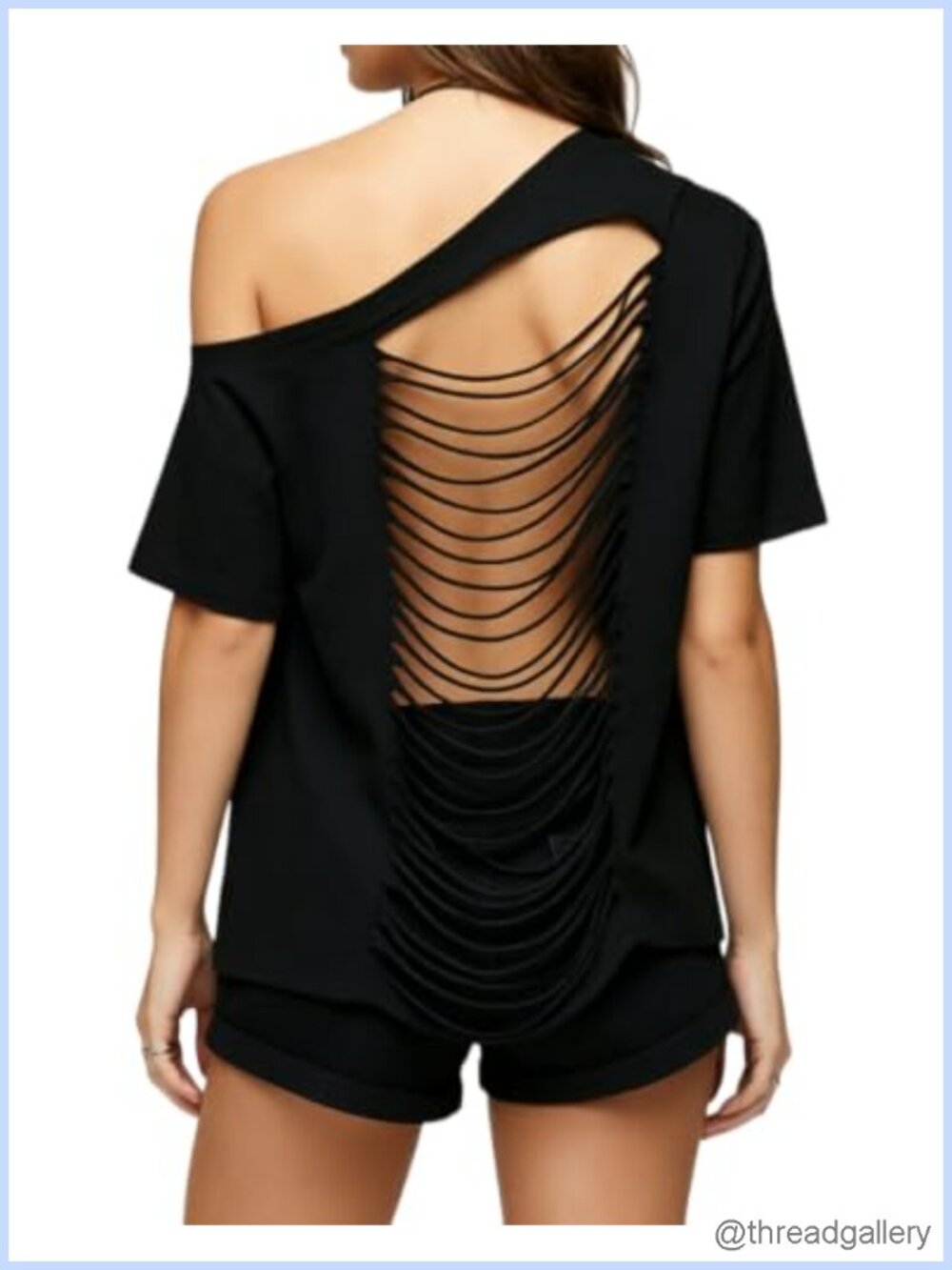 Off Shoulder Distressed Oversized T-Shirt Ripped Tee Summer Top